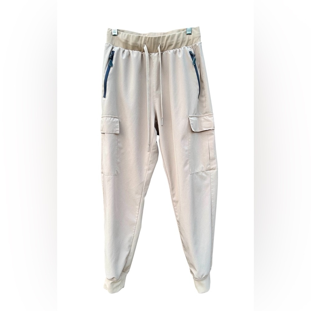 Cargo Scrubs Khaki Beige Joggers sz. Small Pockets Soft Drawstring